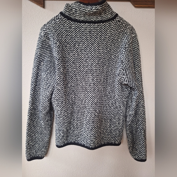 Talbots Petites Womens Zip Up Wool Blend Black/White Sweater Jacket Size M - Picture 7 of 7